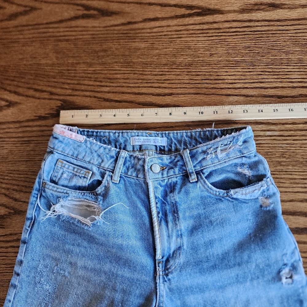 Zara Distressed Destroyed Patchwork Denim Jeans S… - image 5